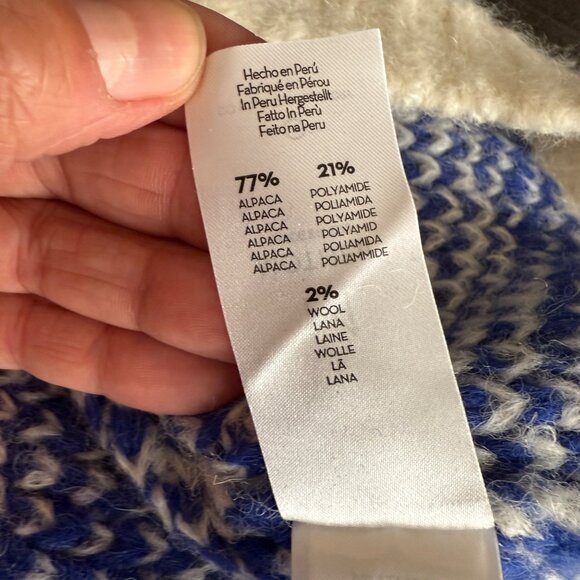 Mother Blue & White Alpaca Blend Crewneck Sweater - Picture 6 of 6